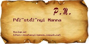Pöstényi Manna névjegykártya